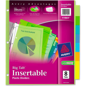 Avery-Dennison 11901 Avery Big Tab Plastic Insertable Divider, Print-on, 8 Tabs, Multicolor/Multicolor image.