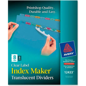 Avery-Dennison 12433 Avery Index Maker Easy Apply Clear Label Divider, Blank, 8.5"x11", 8 Tabs, 5 Sets, Plastic/Multi image.