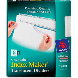 Avery-Dennison 12450 Avery Index Maker Easy Apply Clear Label Divider, Blank, 8.5"x11", 8 Tabs, 5 Sets, White/White image.