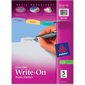 Avery-Dennison 16170 Avery Translucent Durable Write-on Divider, 8.5"x11", 5 Tabs, Clear/Multicolor image.