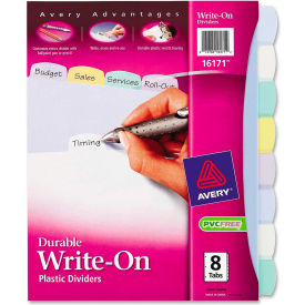 Avery-Dennison 16171****** Avery Translucent Durable Write-on Divider, 8.5"x11", 8 Tabs, Clear/Multicolor image.