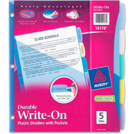 Avery-Dennison 16176 Avery Pocket Divider, Write-on, 8.5"x11", 5 Tabs, Multicolor/Multicolor image.