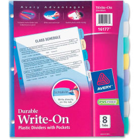 Avery-Dennison 16177 Avery Pocket Divider, Write-on, 8.5"x11", 8 Tabs, Multicolor/Multicolor image.