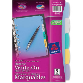 Avery-Dennison 16180 Avery Mini Index Divider, Write-on, 5.5"x8.5", 5 Tabs, Assorted Divider/Assorted Tab image.