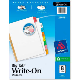 Avery-Dennison 23079 Avery Big Tab Write-On Divider with Erasable Tab/Write-on, 8.5"x11", 8 Tabs, White/Multicolor image.