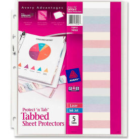 Avery-Dennison 74160 Avery® Protect n Tab Top Loading Sheet Protector, 8-1/2"W x 11"H, Clear, 5 Tabs/Set image.