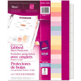 Avery-Dennison 74161 Avery® Protect n Tab Top Loading Sheet Protector, 8-1/2"W x 11"H, Clear, 8 Tabs/Set image.