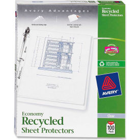 Avery-Dennison 75537 Avery® Recycled Economy Weight Sheet Protector, 8-1/2"W x 11"H, Clear, 100/PK image.