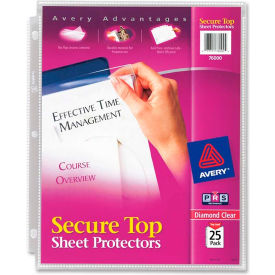 Avery-Dennison 76000 Avery® Secure Top Load Sheet Protector, 8-1/2"W x 11"H, Clear, 25/PK image.
