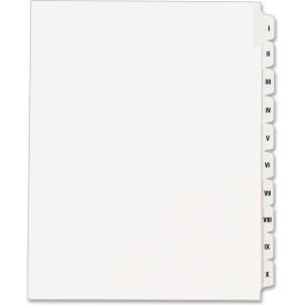 Avery-Dennison 82319 Avery Side Tab Index Divider, Printed I to X, 8.5"x11", 10 Tabs, White/White image.