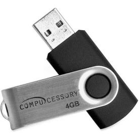 Compucessory 26464 Compucessory 26464 USB 2.0 Flash Drive, 4 GB, Black/Aluminum image.