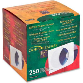 Compucessory 26501 Compucessory CD/DVD Window Envelopes, 26501, 5" X 5", 250/Box, White image.