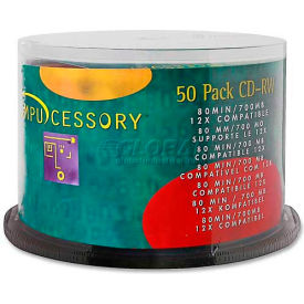 Compucessory 72102 Compucessory CD-RW Discs, 72102, 12X, 700MB/80Min, Branded, Spindle, 50/Pk, Silver image.