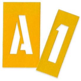 Chartpak 1560 Chartpak Painting Letters & Numbers Stencil, CHA01560, 3"H, Yellow, Gothic Font, 35/Set image.