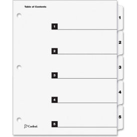 Cardinal Brands Inc 60513 Cardinal OneStep Printable T.O.C. Divider, Printed 1 to 5, 9"x11", 5 Tabs, White/White image.