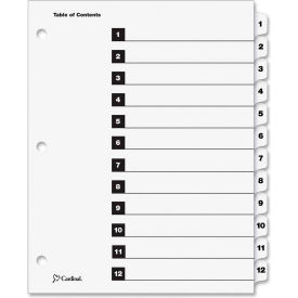 Cardinal Brands Inc 61213 Cardinal OneStep Printable T.O.C. Divider, Printed 1 to 12, 9"x11", 12 Tabs, White/White image.