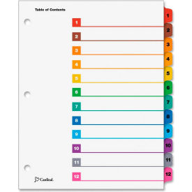 Cardinal Brands Inc 61218 Cardinal OneStep Printable T.O.C. Divider, Printed 1 to 12, 9"x11", 12 Tabs, White/Multicolor image.
