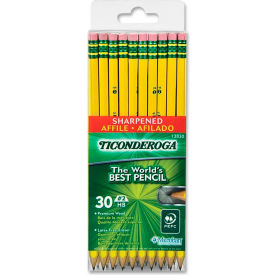 Dixon 13830 Ticonderoga Wood Pencil, #2 Pencil Grade, Yellow Barrel, 30/Box image.