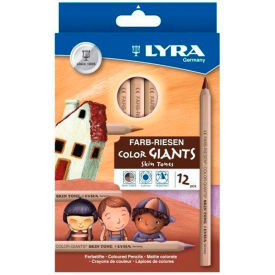 Dixon 3931124 Lyra Color Giants Skin Tone Colored Pencils, 6.3 mm Lead Size, Assorted Lead, 12/Set image.