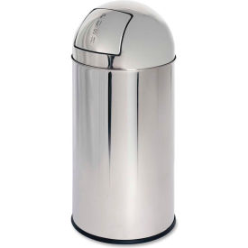 Sp Richards GJO58885 Genuine Joe Classic Stainless Steel Round Trash Can W/Push Door Dome Top, 12 Gallon image.