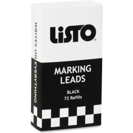 Lesro Industries 162BBK Listo Marking Pencil Refill, Black, 72/Box image.