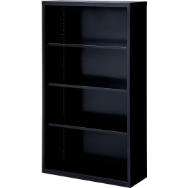 Lorell LLR41288 Lorell Fortress Series 4-Shelf Bookcase, LLR41288, 13"W x 34-1/2"D x 60"H, Black image.
