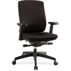 Lorell LLR42172 Lorell® Mid-Back Office Chair with Adjustable Arms - Fabric - Black image.