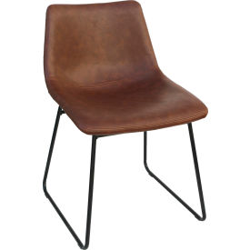 Lorell LLR42957 Lorell® Mid-Century Modern Sled Guest Chair - Brown - Set of 2 image.