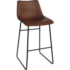 Lorell LLR42958 Lorell® Modern Sled Guest Stools - Leather - Tan - Set of 2 image.