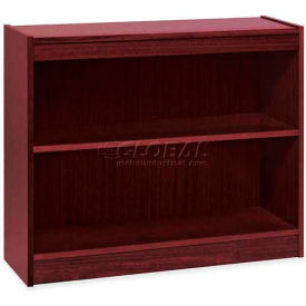 Lorell® 2-Shelf Panel End Hardwood Veneer Bookcase 36""W x 12""D x 30""H Mahogany