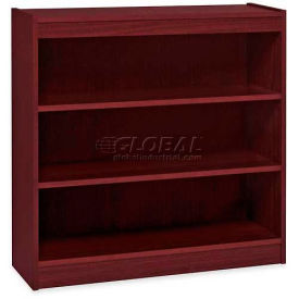 Sp Richards LLR60071 Lorell® 3-Shelf Panel End Hardwood Veneer Bookcase, 36"W x 12"D x 36"H, Mahogany image.