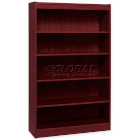 Sp Richards LLR60073 Lorell® 5-Shelf Panel End Hardwood Veneer Bookcase, 36"W x 12"D x 60"H, Mahogany image.