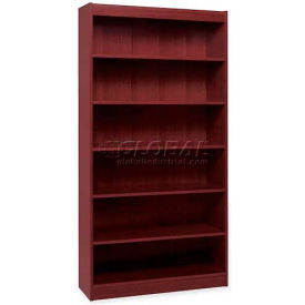 Sp Richards LLR60074 Lorell® 6-Shelf Panel End Hardwood Veneer Bookcase, 36"W x 12"D x 72"H, Mahogany image.