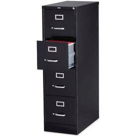 Sp Richards LLR60191 Lorell® 4-Drawer Heavy Duty Vertical File Cabinet, 15"W x 26-1/2"D x 52"H, Black image.