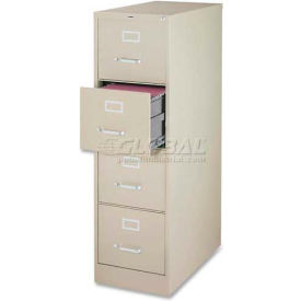 Sp Richards LLR60197 Lorell® 4-Drawer Heavy Duty Vertical File Cabinet, 18"W x 26-1/2"D x 52"H, Putty image.