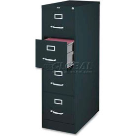 Sp Richards LLR60198 Lorell® 4-Drawer Heavy Duty Vertical File Cabinet, 18"W x 26-1/2"D x 52"H, Black image.