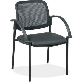 Sp Richards LLR60462 Lorell® Mesh Guest Chair, 24"W x 23-1/2"D x 32-3/4"H, Black Leather Seat image.
