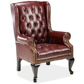 Sp Richards LLR60605 Lorell® Queen Anne Reception Chair, 29"W x 31"D x 39-1/2"H, Burgundy Vinyl Seat image.