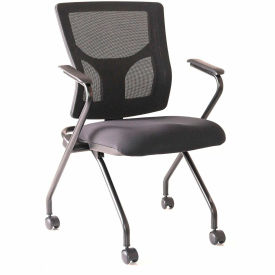 Conjure Mesh Training Chairs with Fixed Arms, Fabric, Black, Pkg Qty 2 view 2