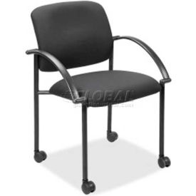 Lorell LLR65965 Lorell Upholstered Stacking Guest Chair, LLR65965, Fixed Arms, Black image.