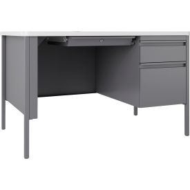 Lorell LLR66940 Lorell Fortress Steel Teachers Desk - 48" x 30" - White/Platinum image.