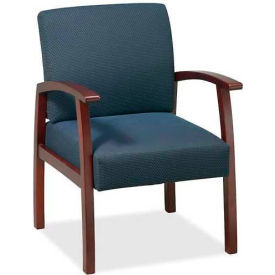 Sp Richards LLR68553 Lorell® Deluxe Fabric Guest Chair, 24"W x 25"D x 35-1/2"H, Cherry Frame/Midnight Blue Seat image.