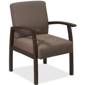 Sp Richards LLR68554 Lorell® Deluxe Fabric Guest Chair, 24"W x 25"D x 35-1/2"H, Expresso Frame/Taupe Seat image.