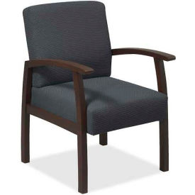 Sp Richards LLR68555 Lorell® Deluxe Fabric Guest Chair, 24"W x 25"D x 35-1/2"H, Expresso Frame/Charcoal Seat image.