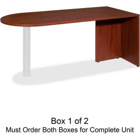Sp Richards LLR69380 Lorell® Peninsula Desk Without Post - 66"W x 30"D x 29-1/2"H - Mahogany - Essentials Series image.