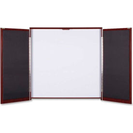 Lorell 69865 Lorell Presentation Cabinet - Drywipe Whiteboard, Hinged Door w/Mahogany Frame, 47-1/3"W x 47-1/3"H image.