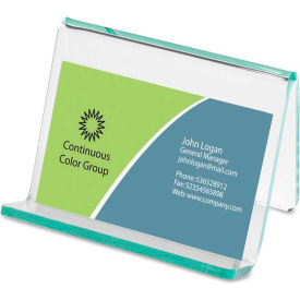Lorell 80657 Lorell® Acrylic Transparent Green Edge Business Card Holder image.