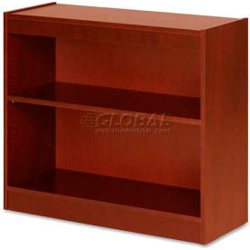 Sp Richards LLR89050 Lorell® 2-Shelf Panel End Hardwood Veneer Bookcase, 36"W x 12"D x 30"H, Cherry image.