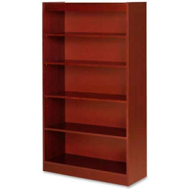 Sp Richards LLR89053 Lorell® 5-Shelf Panel End Hardwood Veneer Bookcase, 36"W x 12"D x 60"H, Cherry image.