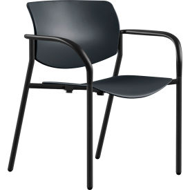 Lorell LLR99969 Lorell® Stacking Chairs with Arms - Plastic - Black - Set of 2 image.